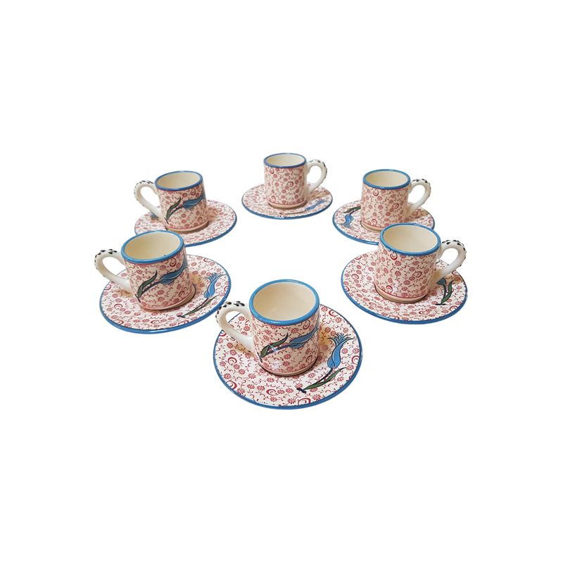 Casa si Gradina - Bucatarie si vesela - Cani si pahare - Cani si cesti - Set cafea turceasca ceramica, pictat manual, multicolor alb, EHA - 4 - Infinity.ro