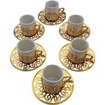 Casa si Gradina - Bucatarie si vesela - Cani si pahare - Cani si cesti - Set 6 cesti cafea turceasca cu farfurioara, 60 ml x 6, Ø5xh6 cm/ Ø11xh1.5 cm, EHA - Argintiu - Infinity.ro