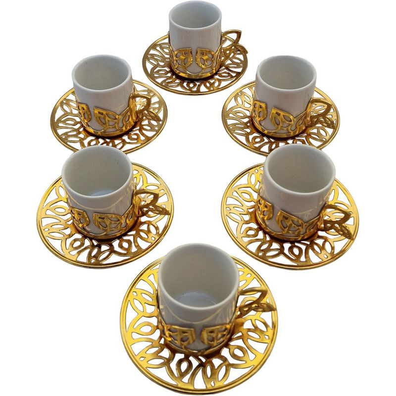 Casa si Gradina - Bucatarie si vesela - Cani si pahare - Cani si cesti - Set 6 cesti cafea turceasca cu farfurioara, 60 ml x 6, Ø5xh6 cm/ Ø11xh1.5 cm, EHA - Argintiu - Infinity.ro