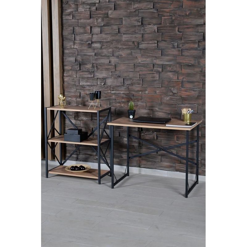 Casa si Gradina - Mobilier - Biblioteci si rafturi - Biblioteci - Biblioteca cu 3 rafturi, pal + metal, 75x60x30 cm, EHA - Alb - Infinity.ro