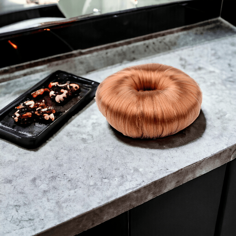 Fashion, accesorii si bijuterii - Femei - Accesorii femei - Accesorii pentru par femei - Elastic par imitatie coc Crisalida, diametru 9 cm, Ruginiu deschis - Infinity.ro