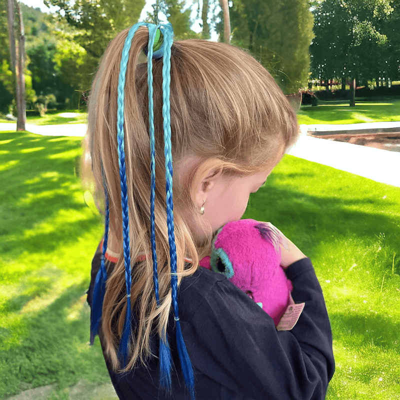 Fashion, accesorii si bijuterii - Copii - Accesorii copii - Accesorii pentru par copii - Elastic par cu 4 suvite colorate impletite Crisalida, lungime 40 cm, galben si roz - Infinity.ro