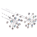 Fashion, accesorii si bijuterii - Femei - Accesorii femei - Accesorii pentru par femei - Set 2 ace pentru par cu strasuri, lungime 65 mm, diametru 20 mm, Argintiu - Infinity.ro