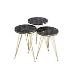 Casa si Gradina - Mobilier - Mese si birouri - Masute de cafea - Set 3 masute cafea ZIGON (Cod 2113), metal+pal, negru, EHA - Infinity.ro