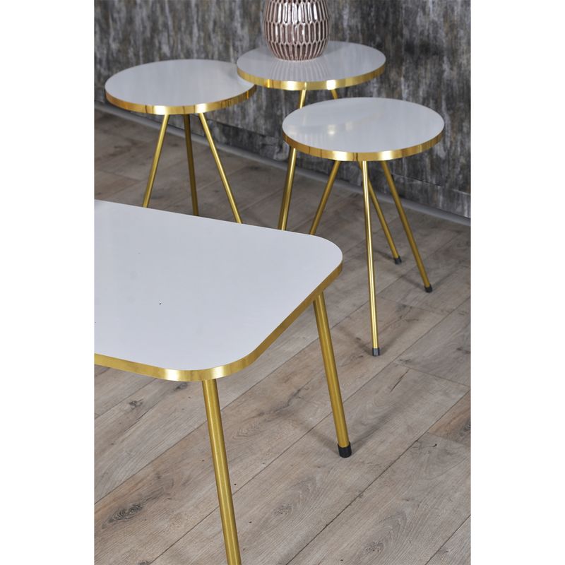 Casa si Gradina - Mobilier - Mese si birouri - Masute de cafea - Set 4 masute cafea Zigon, pal, alb lucios, EHA - Infinity.ro