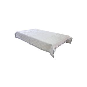 Fata de masa brodata pentru 4-6 persoane, dimensiune 140 x 180 cm, Atak Ceyiz, alb cu banda de matase