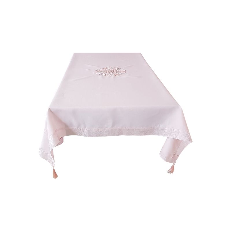 Casa si Gradina - Textile si covoare - Textile bucatarie - Fete de masa - Fata de masa brodata pentru 8-12 persoane, dimensiune 160 x 220 cm, Lale, roz - Infinity.ro