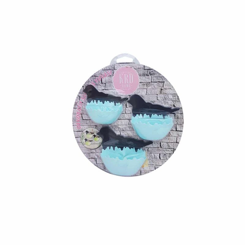 Casa si Gradina - Decoratiuni - Obiecte decorative - Accesorii decorative - Suport chei model cu pasari  din plastic, cu 3 agatatori, indecor, albastru - Infinity.ro