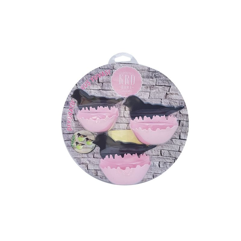 Casa si Gradina - Decoratiuni - Obiecte decorative - Accesorii decorative - Suport chei model cu pasari  din plastic, cu 3 agatatori, indecor, roz - Infinity.ro