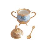 Casa si Gradina - Bucatarie si vesela - Cani si pahare - Sticle - Zaharnita deosebita cu capac si lingurita, Busem, 16x16 cm, auriu cu verde - Infinity.ro