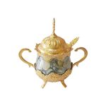 Casa si Gradina - Bucatarie si vesela - Vesela si tacamuri - Vesela pentru servire - Zaharnita deosebita cu capac si lingurita, Busem, 16x16 cm, auriu cu gri - Infinity.ro