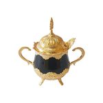 Casa si Gradina - Bucatarie si vesela - Vesela si tacamuri - Vesela pentru servire - Zaharnita deosebita cu capac si lingurita, Busem, 16x16 cm, auriu cu negru - Infinity.ro