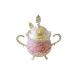 Casa si Gradina - Bucatarie si vesela - Vesela si tacamuri - Vesela pentru servire - Zaharnita deosebita cu capac si lingurita, Busem, 16x16 cm, argintiu cu roz - Infinity.ro