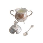 Casa si Gradina - Bucatarie si vesela - Vesela si tacamuri - Vesela pentru servire - Zaharnita deosebita cu capac si lingurita, Busem, 16x16 cm, argintiu cu maro - Infinity.ro