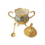 Casa si Gradina - Bucatarie si vesela - Vesela si tacamuri - Vesela pentru servire - Zaharnita deosebita cu capac si lingurita, Busem, 16x16 cm, auriu cu gri - Infinity.ro