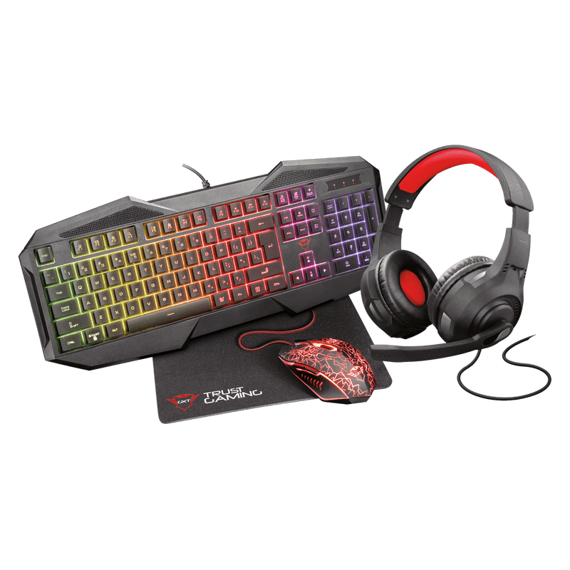 PC, gaming si accesorii - Gaming - Accesorii gaming - Controlere, Volane si Casti gaming - Set casti USB Trust Gaming GXT 1180RW, tastatura iluminata cu 12 butoane multimedia si anti-ghosting - Infinity.ro