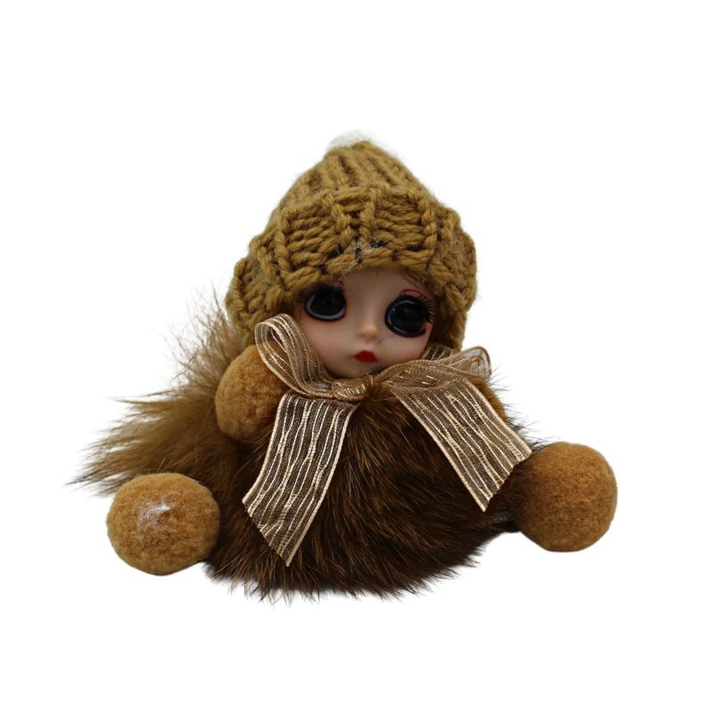 Fashion, accesorii si bijuterii - Femei - Accesorii femei - Alte accesorii femei - Breloc puf maro deschis model bebelus - Infinity.ro