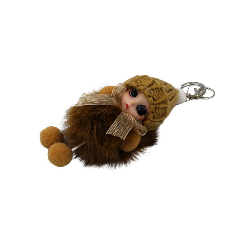 Fashion, accesorii si bijuterii - Femei - Accesorii femei - Alte accesorii femei - Breloc puf maro deschis model bebelus - Infinity.ro