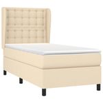 Casa si Gradina - Mobilier - Paturi si accesorii - Paturi - Pat box spring cu saltea, crem, 90x200 cm, textil - Infinity.ro