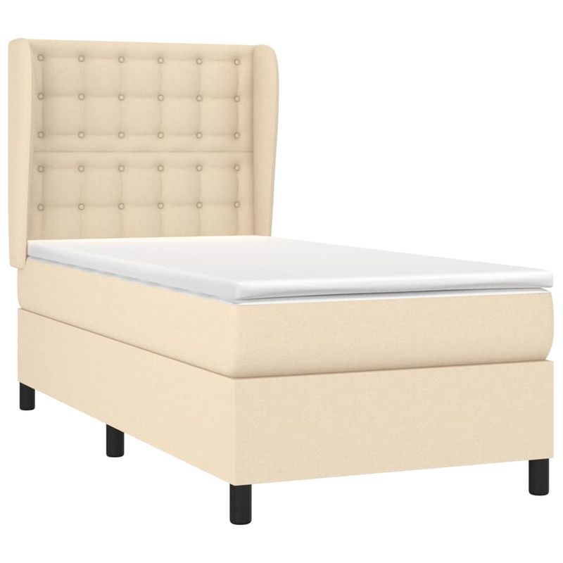 Casa si Gradina - Mobilier - Paturi si accesorii - Paturi - Pat box spring cu saltea, crem, 90x200 cm, textil - Infinity.ro