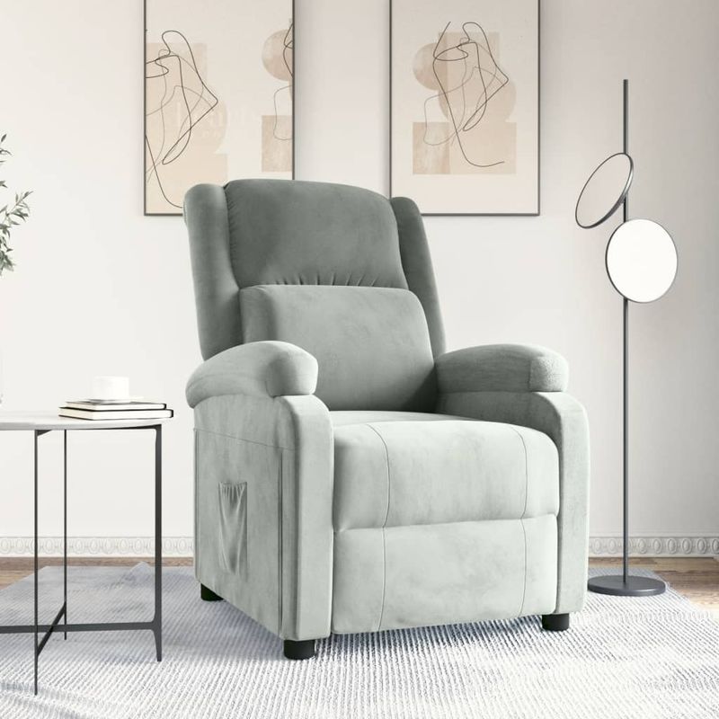 Casa si Gradina - Mobilier - Scaune si fotolii - Fotolii - Fotoliu rabatabil, gri deschis, catifea - Infinity.ro