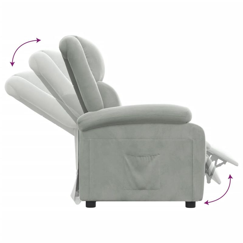 Casa si Gradina - Mobilier - Scaune si fotolii - Fotolii - Fotoliu rabatabil, gri deschis, catifea - Infinity.ro