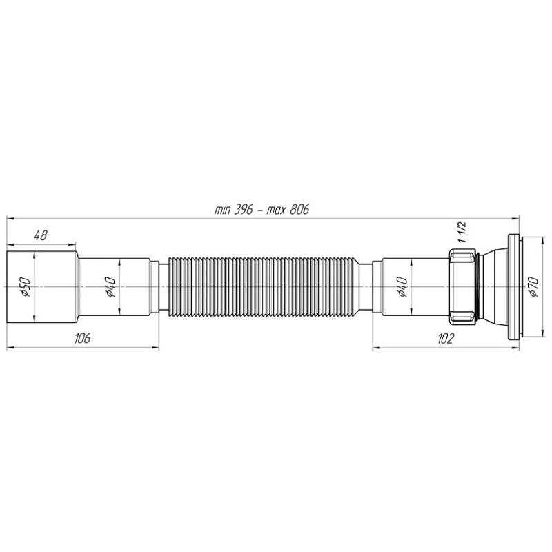 Casa si Gradina - Sanitare - Lavoar baie si accesorii - Baterii sanitare - Sifon lavoar flexibil cu ventil si grila inox 1 1/2 x 40/50, Casa Blanca Hypo - Infinity.ro