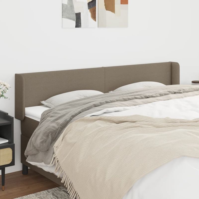 Casa si Gradina - Mobilier - Paturi si accesorii - Accesorii paturi - Tablie de pat cu aripioare gri taupe 183x16x78/88 cm textil - Infinity.ro
