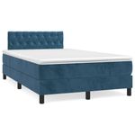 Casa si Gradina - Mobilier - Paturi si accesorii - Paturi - Pat box spring cu saltea, albastru inchis, 120x200 cm, catifea - Infinity.ro