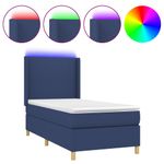 Casa si Gradina - Mobilier - Paturi si accesorii - Paturi - Pat cu arcuri, saltea si LED, albastru, 80x200 cm, textil - Infinity.ro