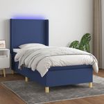Casa si Gradina - Mobilier - Paturi si accesorii - Paturi - Pat cu arcuri, saltea si LED, albastru, 80x200 cm, textil - Infinity.ro