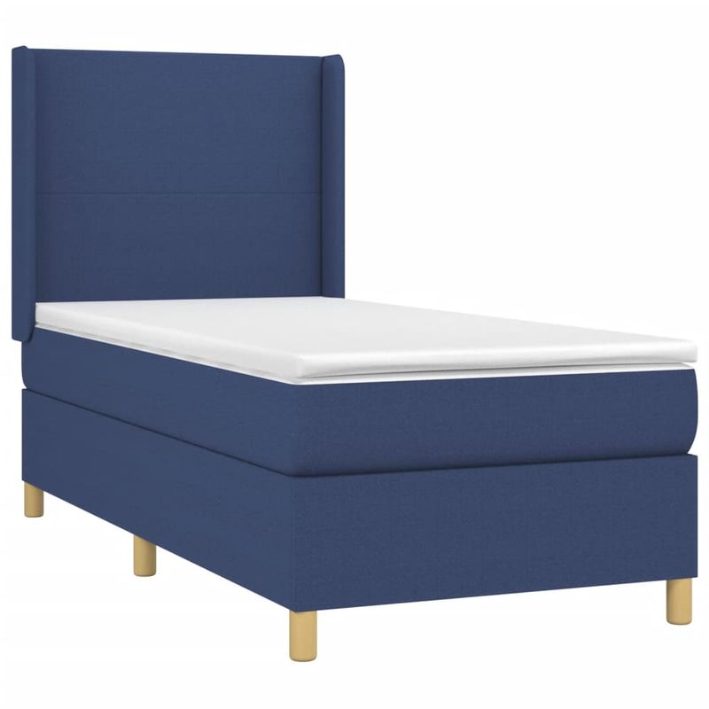 Casa si Gradina - Mobilier - Paturi si accesorii - Paturi - Pat cu arcuri, saltea si LED, albastru, 80x200 cm, textil - Infinity.ro