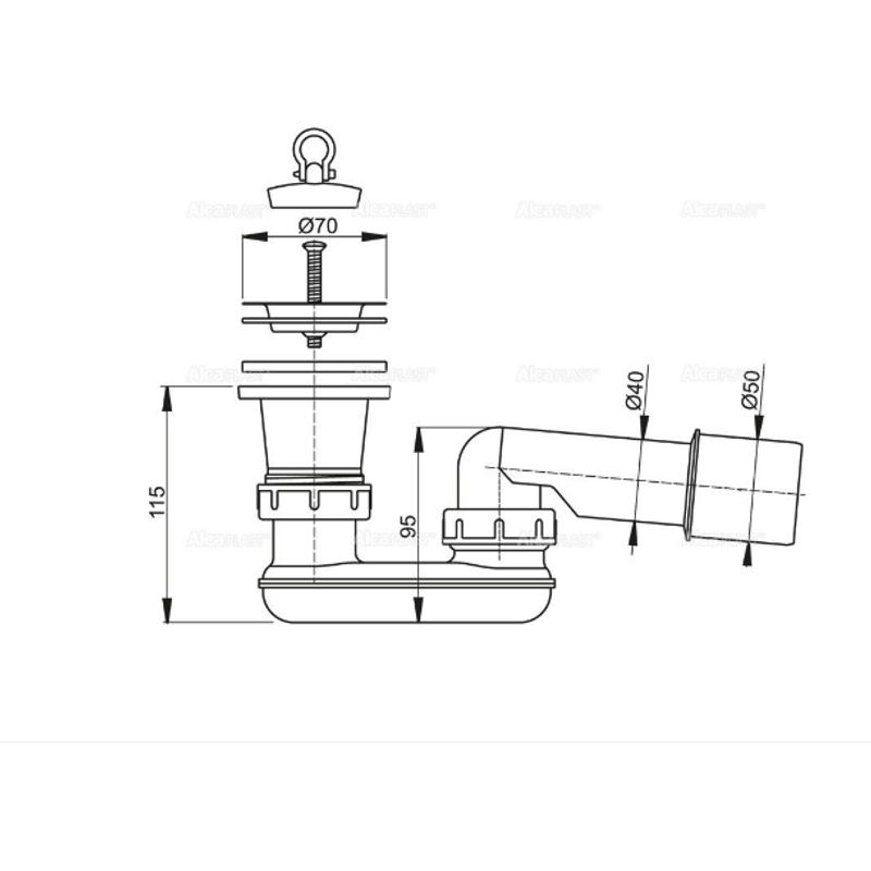 Casa si Gradina - Sanitare - Lavoar baie si accesorii - Accesorii baterii sanitare - Sifon pentru cadita dus, Hypo, 1.1/2", legatura joasa, cu ventil - Infinity.ro