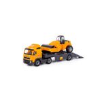 Jucarii, Copii si Bebe - Jucarii si jocuri - Vehicule si jucarii cu telecomanda - Utilaje constructie de jucarie - Trailer+cilindru asfalt - Volvo PowerTruck, 89 x 19 x 25 cm, Wader - Infinity.ro