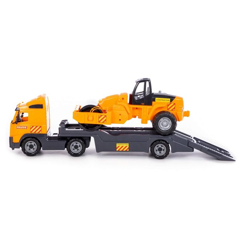 Jucarii, Copii si Bebe - Jucarii si jocuri - Vehicule si jucarii cu telecomanda - Utilaje constructie de jucarie - Trailer+cilindru asfalt - Volvo PowerTruck, 89 x 19 x 25 cm, Wader - Infinity.ro