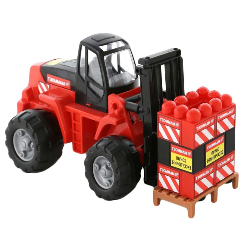 Jucarii, Copii si Bebe - Jucarii si jocuri - Vehicule si jucarii cu telecomanda - Utilaje constructie de jucarie - Stivuitor cu palet cuburi - Mammoet, 48 x 21 x 22 cm, Polesie - Infinity.ro