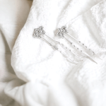 Fashion, accesorii si bijuterii - Femei - Accesorii femei - Accesorii pentru par femei - Set 2 ace pentru par cu strasuri, lungime 65 mm, diametru 11 mm, Argintiu - Infinity.ro