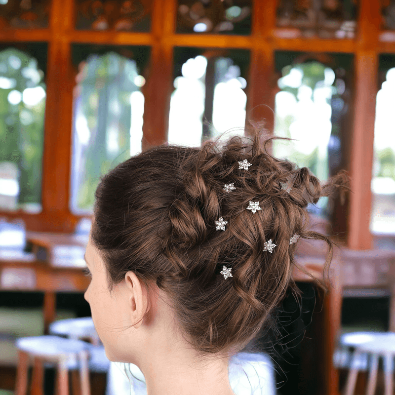 Fashion, accesorii si bijuterii - Femei - Accesorii femei - Accesorii pentru par femei - Set 2 ace pentru par cu strasuri, lungime 65 mm, diametru 11 mm, Argintiu - Infinity.ro