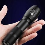 Sport si Outdoor - Camping - Articole solare camping - Lampi si lanterne camping - Set 4 Lanterne Tactice LED, Reincarcabile USB, Focus Ajustabil - Negru - Infinity.ro