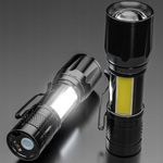 Sport si Outdoor - Camping - Articole solare camping - Lampi si lanterne camping - Set 4 Lanterne Tactice LED, Reincarcabile USB, Focus Ajustabil - Negru - Infinity.ro