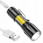 Sport si Outdoor - Camping - Articole solare camping - Lampi si lanterne camping - Set 4 Lanterne Tactice LED, Reincarcabile USB, Focus Ajustabil - Negru - Infinity.ro