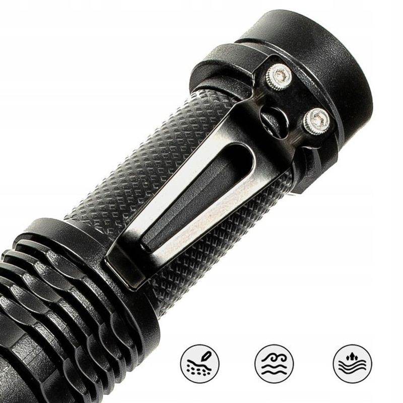 Sport si Outdoor - Camping - Articole solare camping - Lampi si lanterne camping - Set 4 Lanterne Tactice LED, Reincarcabile USB, Focus Ajustabil - Negru - Infinity.ro