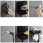 Casa si Gradina - Sanitare - Suporturi si accesorii baie - Suporturi baie - Suport hartie igienica cu raft depozitare servetele umede si raft pentru telefon - 14.5 x 20.5 x 12 cm - Infinity.ro