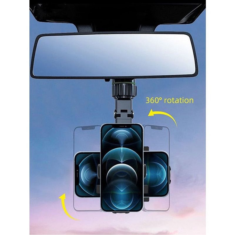 Laptop, Telefoane si Tablete - Telefoane mobile si accesorii - Accesorii Telefoane - Alte accesorii telefoane - Suport auto pentru telefon cu prindere la oglinda retrovizoare 360 grade - Negru - Infinity.ro