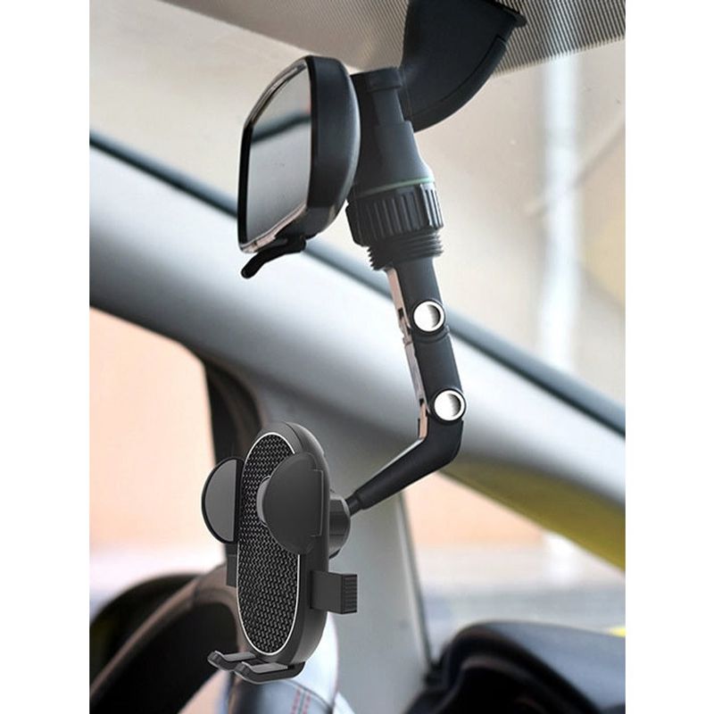 Laptop, Telefoane si Tablete - Telefoane mobile si accesorii - Accesorii Telefoane - Alte accesorii telefoane - Suport auto pentru telefon cu prindere la oglinda retrovizoare 360 grade - Negru - Infinity.ro