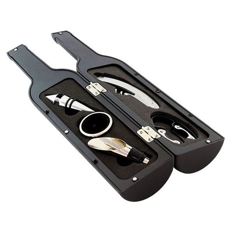 Casa si Gradina - Bucatarie si vesela - Accesorii bar - Tirbusoane si dopuri - Set desfactor/Tirbuson de vin cu 5 Accesorii,Negru - Negru - Infinity.ro