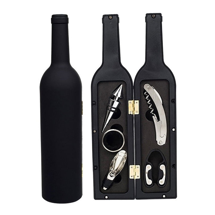 Set desfactor/Tirbuson de vin cu 5 Accesorii,Negru - Negru