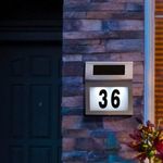 Casa si Gradina - Decoratiuni - Obiecte decorative - Accesorii decorative - Numar de casa LED cu incarcare solara, Design Modern, Gri - 200 x 150 x 100 - Infinity.ro
