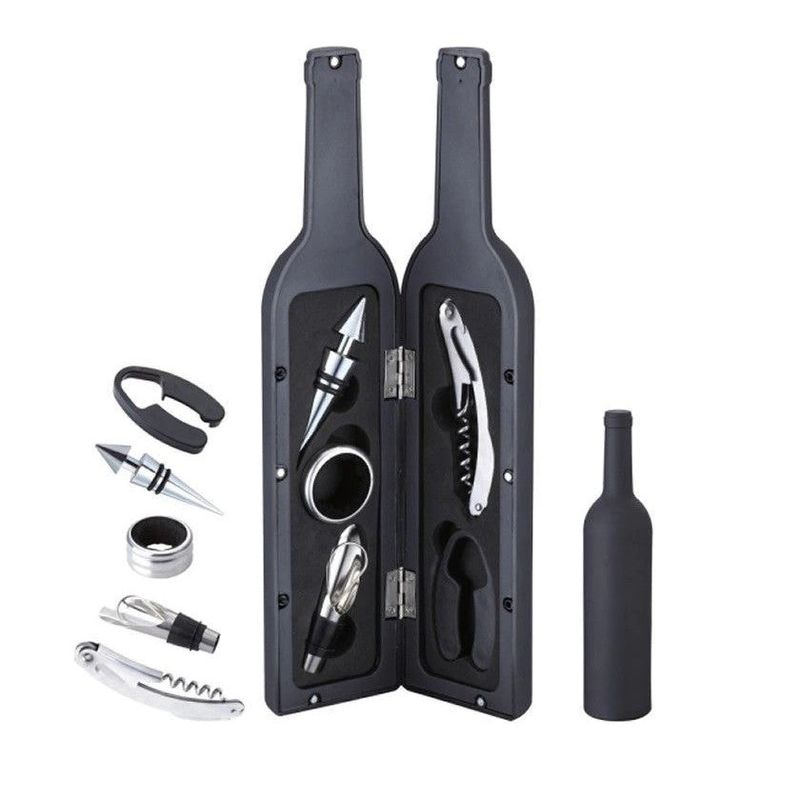 Casa si Gradina - Bucatarie si vesela - Accesorii bar - Tirbusoane si dopuri - Set desfactor/Tirbuson de vin cu 5 Accesorii,Negru - Negru - Infinity.ro