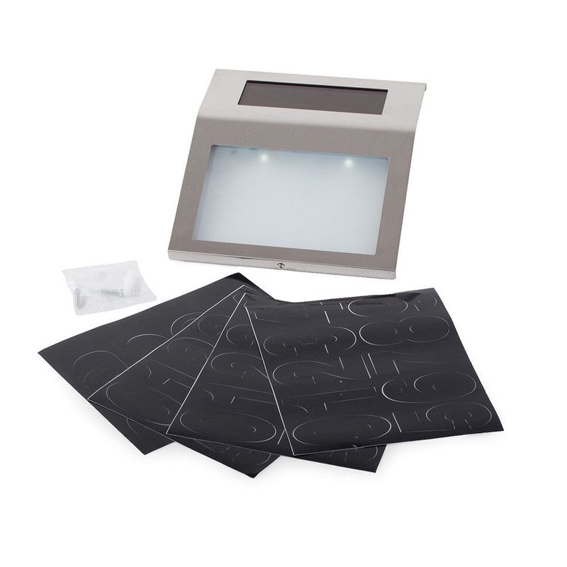 Casa si Gradina - Decoratiuni - Obiecte decorative - Accesorii decorative - Numar de casa LED cu incarcare solara, Design Modern, Gri - 200 x 150 x 100 - Infinity.ro